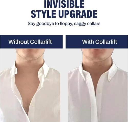 Miniatura 3 de Chrome Cherry CollarLift Cuello adhesivo con solapa para camisas de vestir de hombre El cuello de camisa discreto y desechable se mantiene