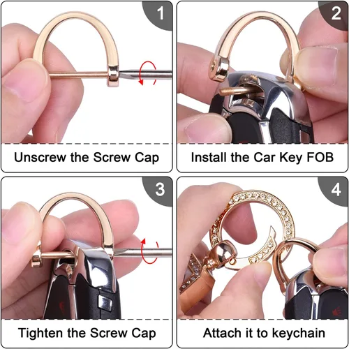Miniatura 5 de Wisdompro Llavero de cuero genuino para automóvil, portallaves universal brillante para llavero FOB de cuero para mujeres, para llaves de automóvil
