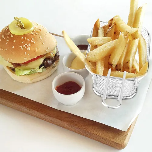 Miniatura 5 de Soporte de papas fritas de acero inoxidable, Mini cesta rectangular para freír, Servicio de mesa de comida frita, Herramienta de cocción de papas