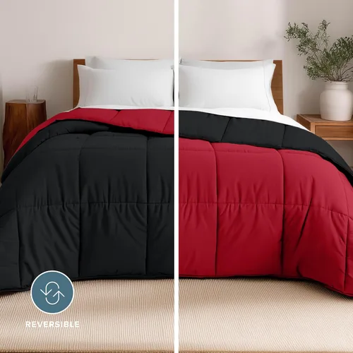 Miniatura 2 de Bare Home Edredón King/California King, colores reversibles, alternativa al plumón de ganso, ultrasuave, serie 1800 premium, calidez para todas