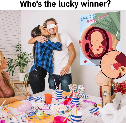 Miniatura 2 de Juegos de baby shower, recuerdos de fiesta, pin the heart en los juegos del bebé, decoraciones de baby shower, suministros de fiesta de cumpleaños