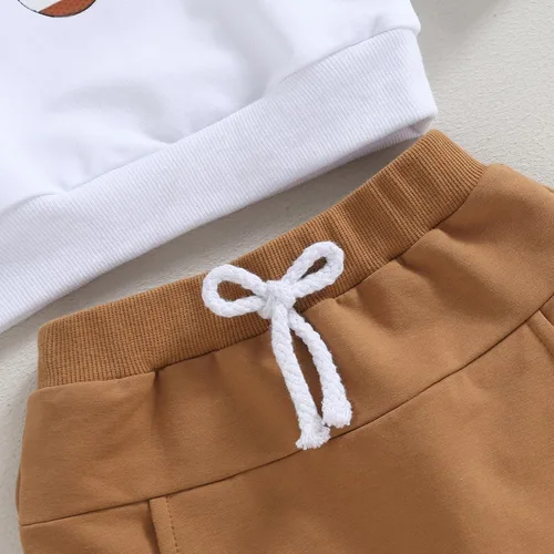 Miniatura 6 de Conjunto de 2 piezas de sudadera con estampado de letras y pantalones largos elásticos, lindos trajes para recién nacidos