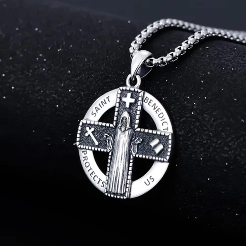 Miniatura 45 de CEKAMA - Collar de plata de ley 925 con dije de amuleto para hombres y mujeres, con cadena de 0.098 in, 22 pulgadas + 2 pulgadas
