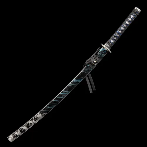 Miniatura 2 de Espada katana japonesa hecha a mano, auténtica, forjada a mano, espadas samurai de acero de alto carbono 1060 para artes marciales, colección y Azul