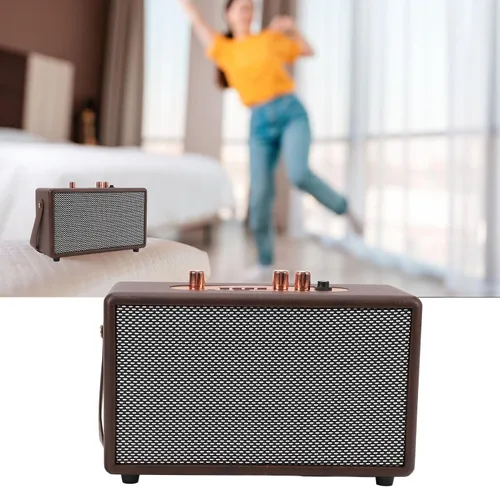 Miniatura 3 de Altavoz portátil retro, altavoz vintage de piel sintética con 10 W x 2 altavoces duales, tiempo de reproducción de 8 horas de duración, entrada