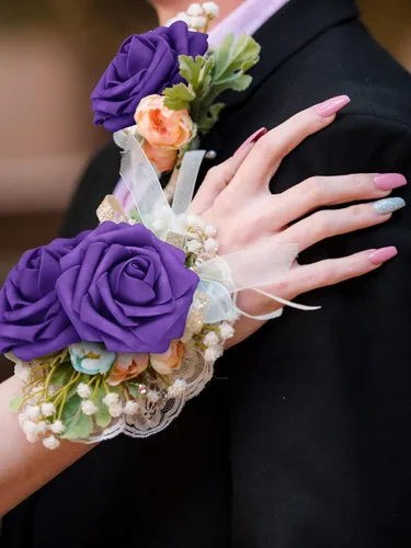 Miniatura 7 de MACTING Flores Artificiales Moradas 30 Piezas Rosas Falsas con Tallo Tacto Real Rosas de Espuma Suave para Regalos del Día de San Valentín Ramo