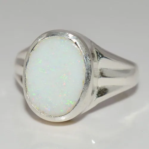 Miniatura 2 de Natural Opal Silver Ring for Men 4 Carat October Birthstone Size 4,5,6,7,8,9,10,11,12,13
