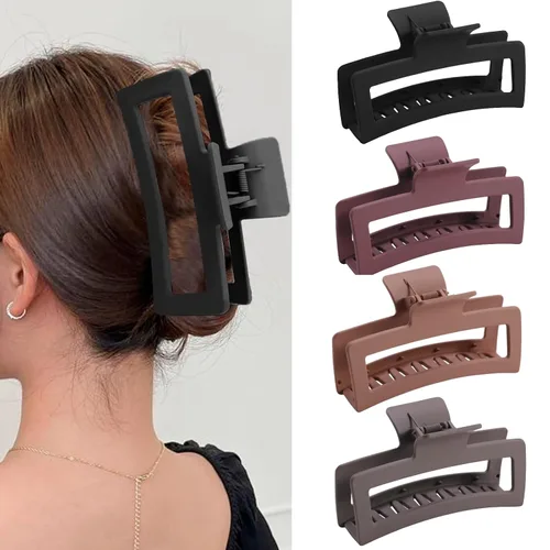 Miniatura 17 de ZYTJ Pinzas de garra negras extra grandes de 5 pulgadas para cabello grueso y largo, paquete de 4 clips de garra extra grandes, pinzas rectangulares
