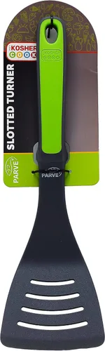 Miniatura 5 de Parve Green - Espátula giratoria ranurada, utensilio de cocina de silicona resistente para cocinar y hornear, mango ergonómico y agarre cómodo