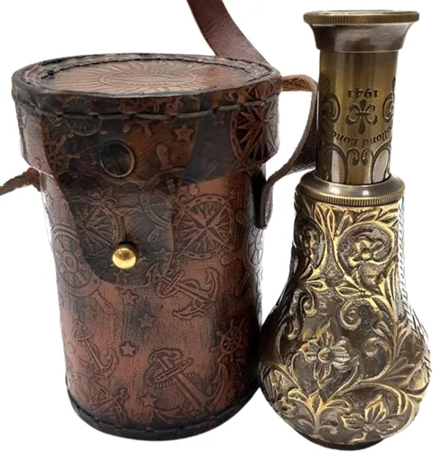 Hecho a mano Royal Pirates Handicraft Dollond London 6 pulgadas Telescopio de mano antiguo con estuche de cuero marino náutico Spyglass actividades