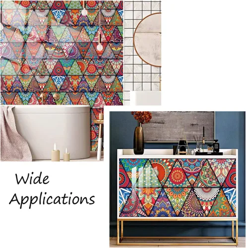 Miniatura 3 de Mega Pet 16 calcomanías de plástico estilo mandala, impermeables, extraíbles, estilo marroquí, autoadhesivas, decoración de pared, para baño