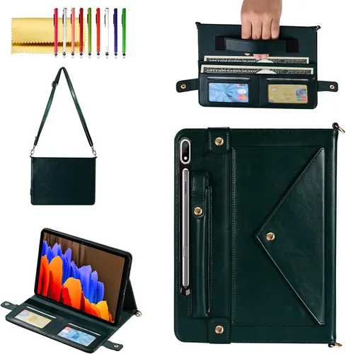 Miniatura 47 de Bolso Funda para Samsung Galaxy Tab S10 FE/S9 FE 10.9"/S9/S8/S7 11", Techcircle Folio con Soporte Cruzado, Billetera con Ranura para Lápiz S Pen