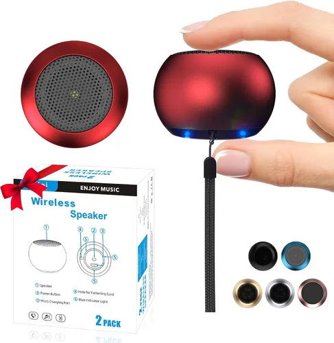 Miniatura 9 de Paquete de 2 mini altavoces portátiles, altavoces pequeños Bluetooth, micro altavoz inalámbrico para teléfono/PC/tableta, batería recargable