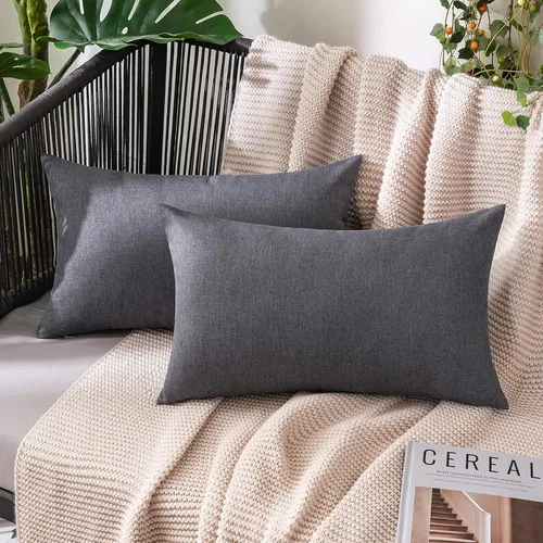 Miniatura 67 de MIULEE Paquete de 2 fundas decorativas para almohadas de exterior, sólidas, impermeables, de lino sintético, estilo granja de jardín, fundas de Óxido