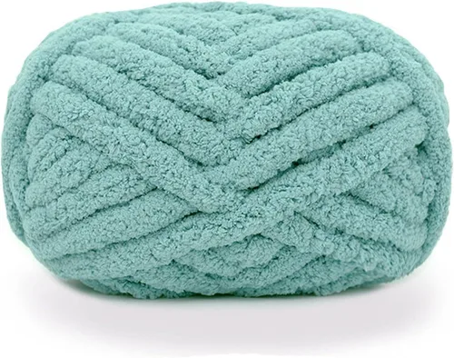 Hilo de felpilla de punto grueso para tejer mantas a mano, hilo jumbo súper suave y grande para mantas (cian)
