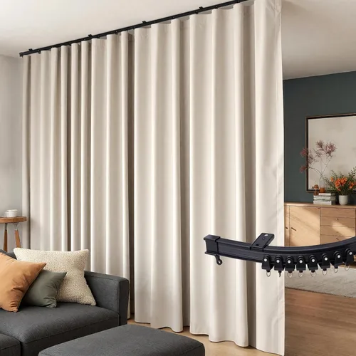 Cortinas divisoras de habitación con rieles de techo flexibles, cortinas opacas para sala/dormitorio, cortinero de techo, paneles divisores de
