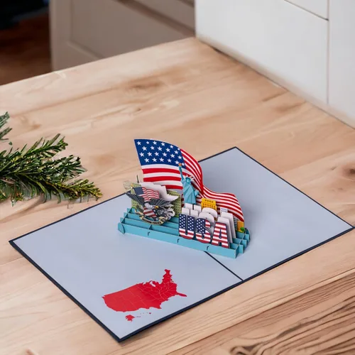 Miniatura 9 de Rykamia Blank USA Pop Up Card, Regalo de ciudadanía estadounidense, Regalo para un nuevo ciudadano estadounidense, Felicitaciones por convertirse