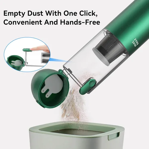 Miniatura 6 de Minthouz Aspiradora portátil inalámbrica de 17000 Pa – Aspiradora de mano de 120 W recargable con soplador, mini aspiradora ultraligera con 2 Verde