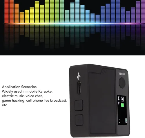 Miniatura 4 de Cambiador de voz con tarjeta de sonido en vivo, 11 efectos de sonido portátil, dispositivo cambiador de voz portátil Plug and Play Mini dispositivo