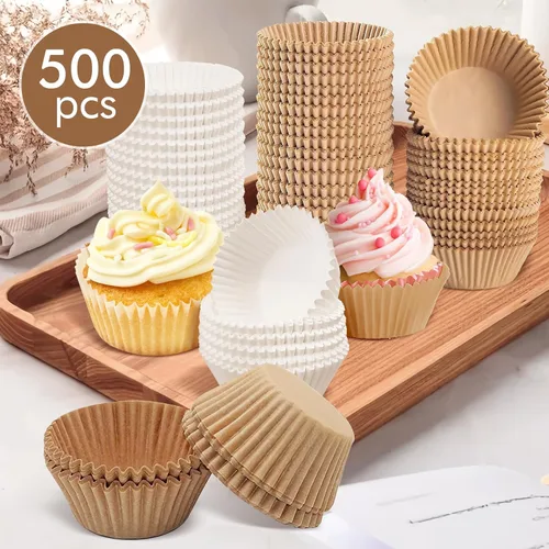 Miniatura 3 de Bake Choice - 500 forros naturales estándar para cupcakes para hornear, envoltorios de cupcakes de grado alimenticio, antiadherentes, a prueba