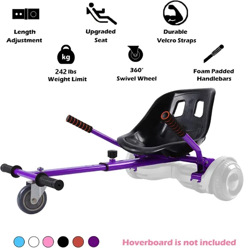Miniatura 5 de Accesorio de asiento para aeropatineta para aeropatineta de 6.5 a 10 pulgadas, kit de conversión de buggy go kart, accesorio para scooter de Púrpura