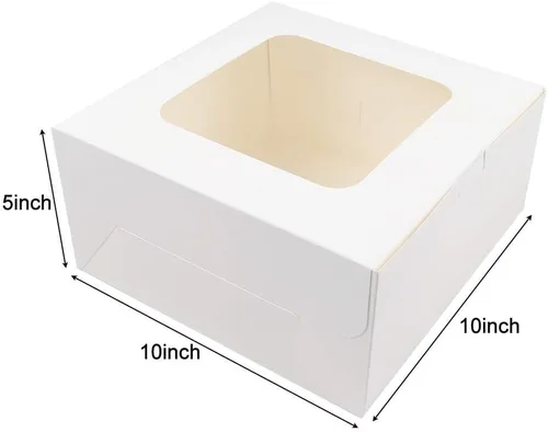 Miniatura 4 de SmilerSmile 24 cajas para pasteles de 10 x 10 x 5 pulgadas, cajas cuadradas blancas para panadería con ventana, cajas de pastelería para pasteles