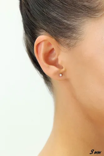Miniatura 2 de Aretes de bola de oro blanco de 14 quilates con mariposa dorada, Oro blanco