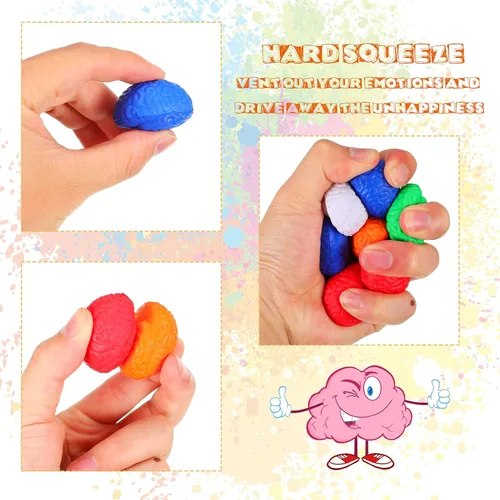 Miniatura 4 de 20 piezas de mini bola de estrés cerebral de Halloween, juguete cerebral de mano, ejercicio muscular, pelota de presión para adolescentes y adultos