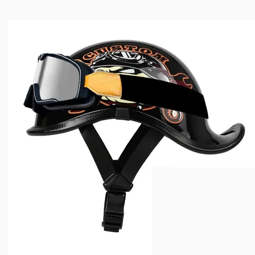Miniatura 18 de Medio casco de motocicleta vintage, aprobado por el DOT, para adultos, casco convertible vintage para scooters, ciclomotores, cascos de motocicleta