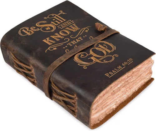 Miniatura 19 de LEATHER VILLAGE Diario de cuero vintage con Salmo 46:10, versículo de la Biblia en relieve, diario de oración cristiana para mujeres y hombres, 200