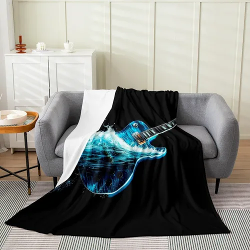 Miniatura 19 de Castle Fairy Manta de forro polar con botas de vaquero, manta de guitarra musical bohemia para niños y niños, manta de vaquera rústica occidental