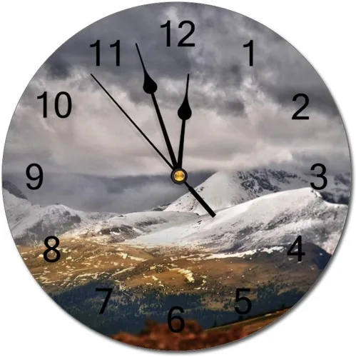 Miniatura 30 de Reloj de pared silencioso sin tictac de PVC, montañas del Tirol del Sur, Italia, senderismo, C, funciona con pilas, 10 pulgadas (9.8 in), reloj