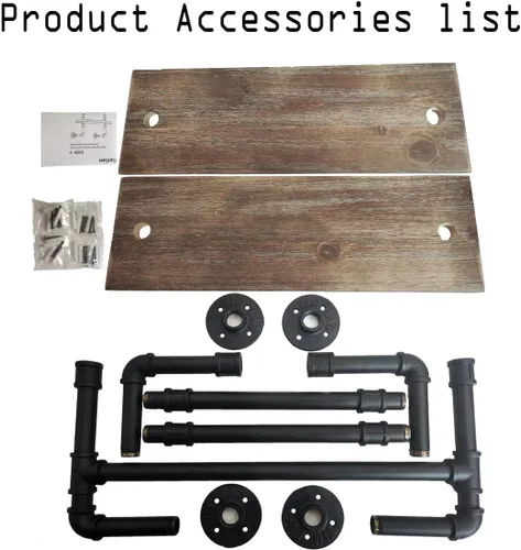 Miniatura 3 de Estante de tubos tipo industrial, toalleros de metal de 2 niveles para baño, estantes flotantes de tubos industriales de 20 pulgadas, estante