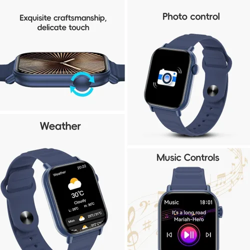Miniatura 7 de Reloj Inteligente Podómetro Deportivo, Rastreador de Fitness Llamada Bluetooth Frecuencia Cardíaca Oxígeno en Sangre Monitor de Sueño, 100 Modos Azul