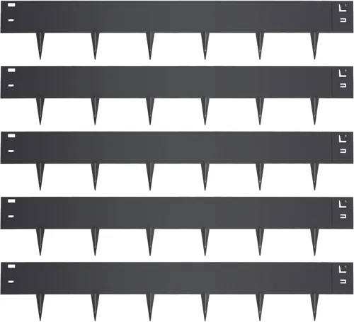 5 piezas de bordes de acero para paisajes de 39 x 6 pulgadas (tiras de metal de 3 pulgadas + clavo de 3 pulgadas) negro borde de jardín longitud