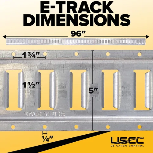 Miniatura 2 de US Cargo Control E Track, Hecho en EE. UU., Riel de pista E de acero calibre 12 de 8 pies galvanizado, Rieles ETrack horizontales para remolques