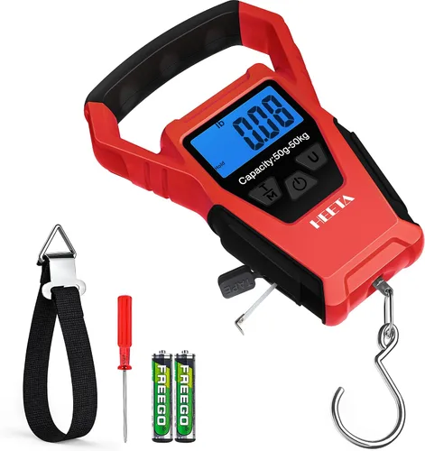Miniatura 9 de HEETA Báscula de pescado digital impermeable con pantalla LCD retroiluminada, 110 libras / 110.2 lbs, báscula portátil para colgar para el hogar
