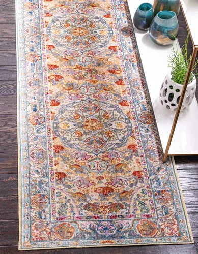 Miniatura 11 de Unique Loom Austin Collection Botanical, Medallion, Vintage Alfombra de área 4' 0" x 6' 0", Beige/Azul