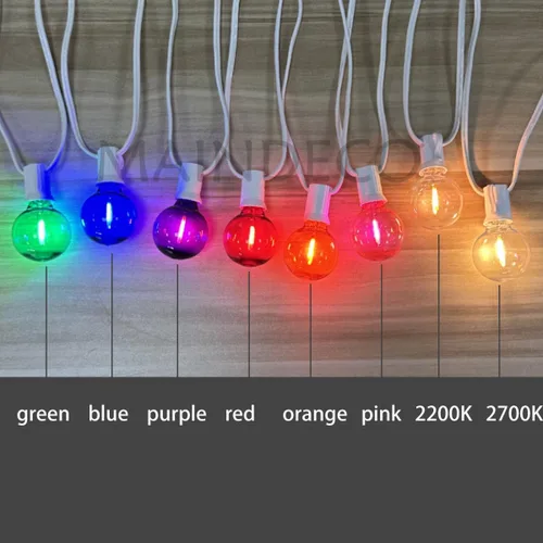Miniatura 3 de Paquete de 25 bombillas LED G40 de repuesto, 120 V 0.5 W, base E12, para tira de luces al aire libre, multicolor