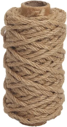 Tenn Well Cuerda de yute natural fuerte, 0.157 in de grosor y 66 pies de largo, rollo de cuerda de yute para jardín, artes y manualidades,