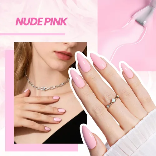 Miniatura 4 de Beetles - Kit de esmalte de uñas de gel rosa nude con lámpara de uñas LED UV, 6 piezas, kit de iniciación, gel base, capa superior, juego de esmalte