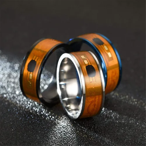 Miniatura 7 de Anillos creativos de moda para cumpleaños, día de San Valentín, diario, NFC, de acero inoxidable, chip de teléfono, goteo, aceite, patrón de dragón