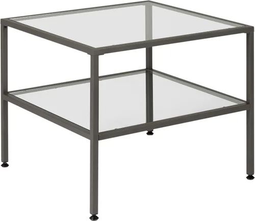 Miniatura 9 de Camber Elite - Juego de mesa auxiliar redonda de metal y vidrio, 35 pulgadas