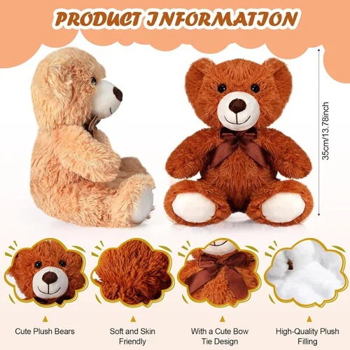 Miniatura 3 de HyDren 9 piezas de animales de peluche de graduación de 14 pulgadas, osos suaves a granel, lindos muñecos, regalo para graduación, día de la madre