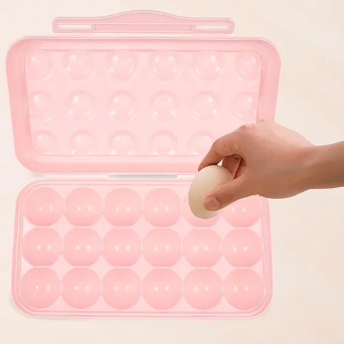 Miniatura 5 de Hemoton 2 soportes para huevos para refrigerador, caja de almacenamiento de huevos para refrigerador, dispensador de huevos, bandeja