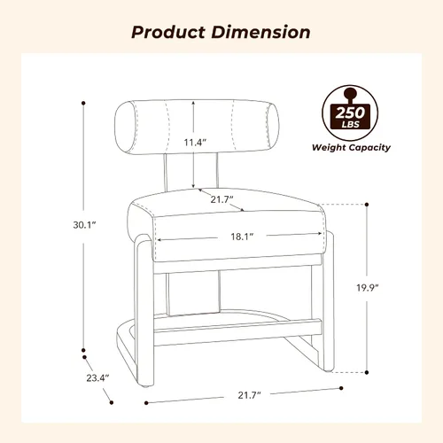 Miniatura 2 de CHITA Juego de 2 sillas de comedor tapizadas con certificación FSC, modernas sillas de cocina y comedor de mediados de siglo, tela en perla