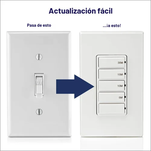 Miniatura 2 de Leviton Interruptor Temporizador de Cuenta Regresiva para ventilador de baño y luces del hogar, 5-10-15-30 minutos, no requiere neutro, unipolar