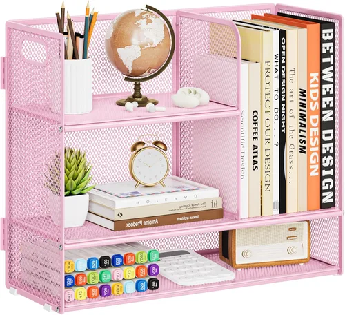 Miniatura 10 de Marbrasse Organizador de Estante de Escritorio de 3 Niveles con Asa, Soporte de Libros de Escritorio para Archivos, Organizador de Estante