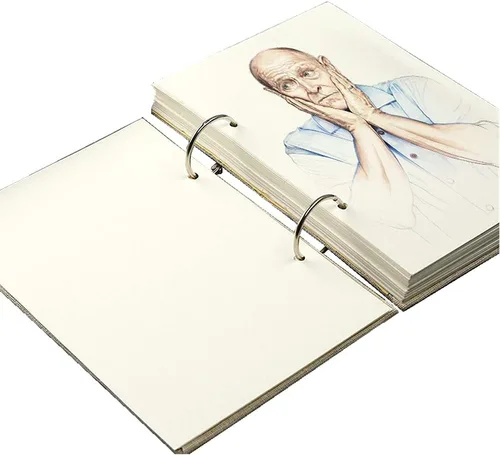 Cuaderno de bocetos retro en espiral, tapa dura, de lino, 120 páginas, 160 GSM, grueso, recargable, hojas sueltas, para dibujar arte, papelería,