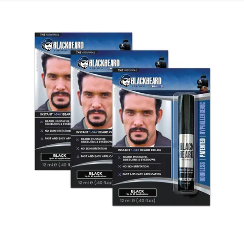 Blackbeard for Men Color instantáneo para barba, bigote, cejas y patillas para todo el día, alternativa temporal e hipoalergénica al tinte para Negro